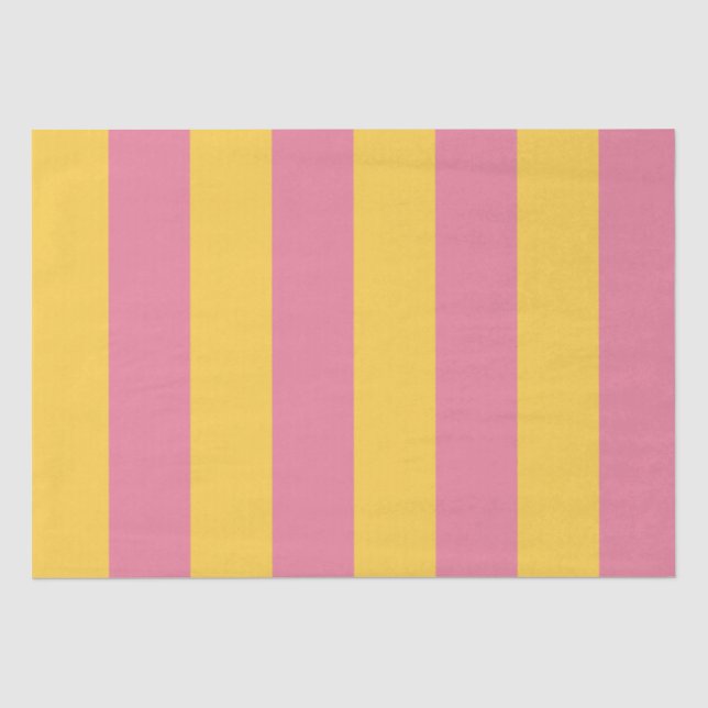 Papel De Seda Patrón de rayas verticales rosa y amarillo vibrant (Anverso)