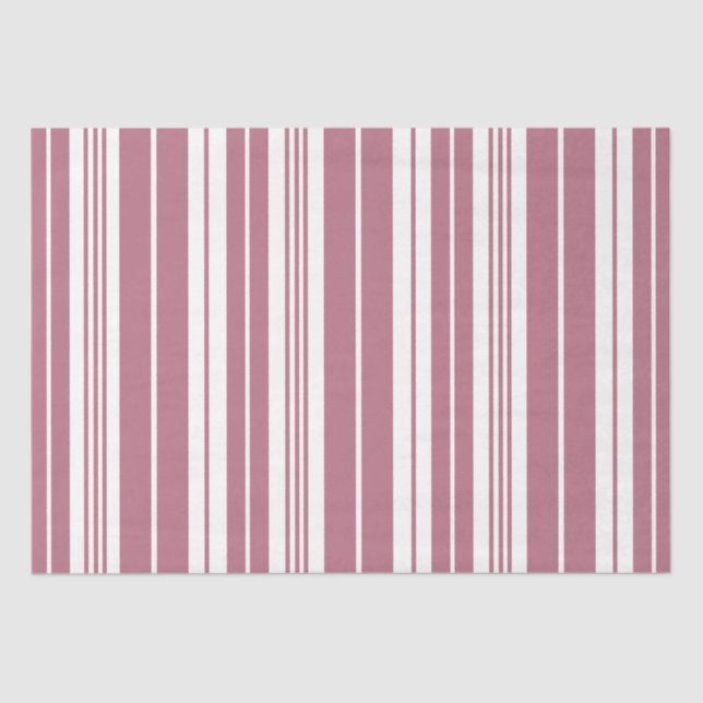 Papel De Seda Patrón de rayas verticales rosadas blancas (Anverso)