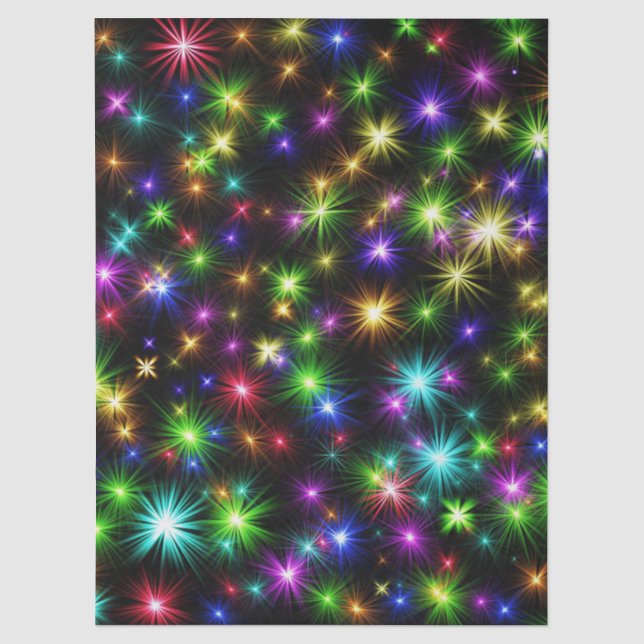 Papel De Seda Patrón de rayos de estrella de Navidad multicolor (Anverso)