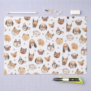 Papel De Seda Patrón de razas de perros lindos