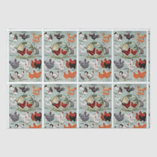 Papel De Seda Patrón de razas de pollo de época