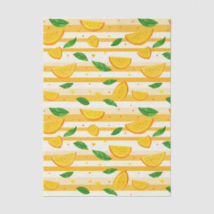 Papel De Seda Patrón de rebanada de Naranja con hojas verdes