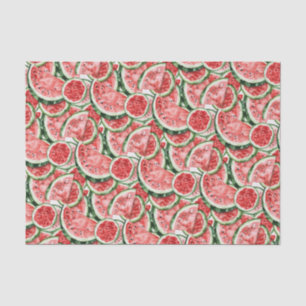 Papel De Seda Patrón de rebanada de sandía acuarela Decoupage