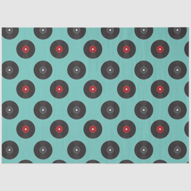 Papel De Seda Patrón de registros de Jukebox retro (Anverso)