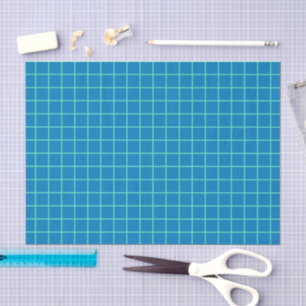 Papel De Seda Patrón de rejilla en azul y verde menta