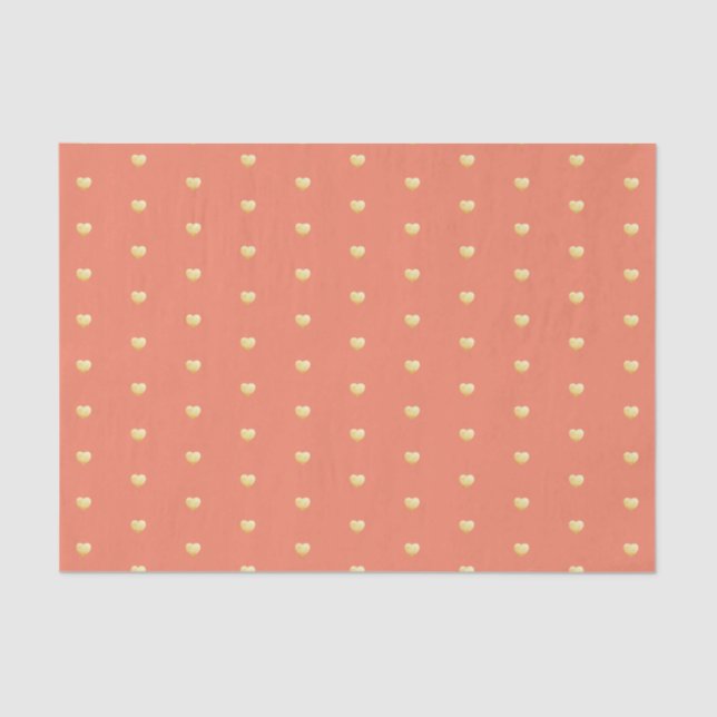 Papel De Seda Patrón de Relieve metalizado falso de Gold Hearts  (Anverso)