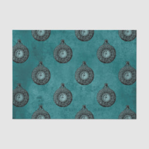 Papel De Seda Patrón de reloj verde azulado y negro