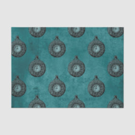 Papel De Seda Patrón de reloj vintage azul verdoso y negro
