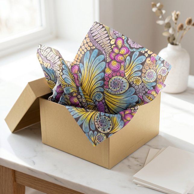 Papel De Seda Patrón de remolino de garabato abstracto dibujado  (Subido por el creador)