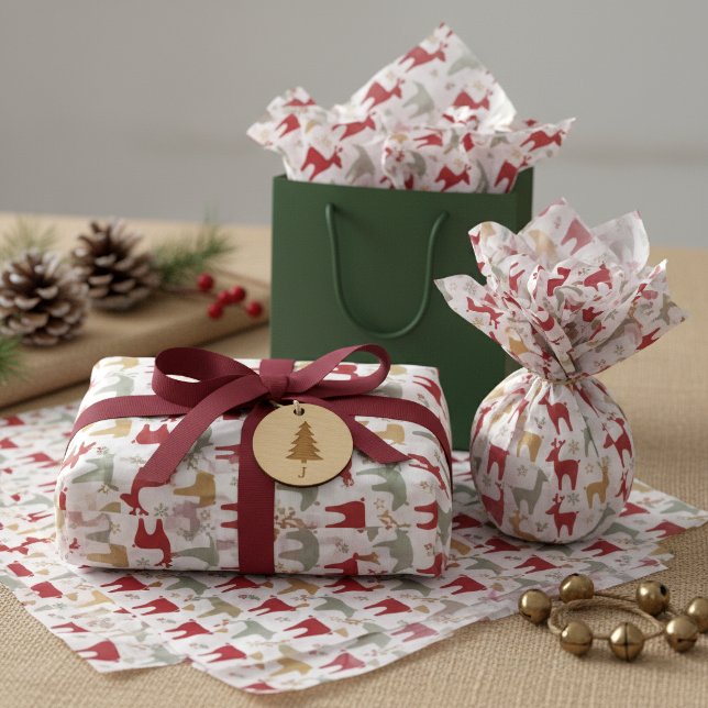 Papel De Seda Patrón de Reno de Navidad Rojo#12 ID1009 (Subido por el creador)