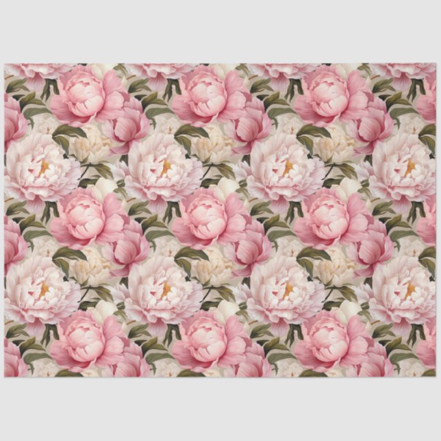 Papel De Seda Patrón de repetición de las flores de los peones b (Anverso)
