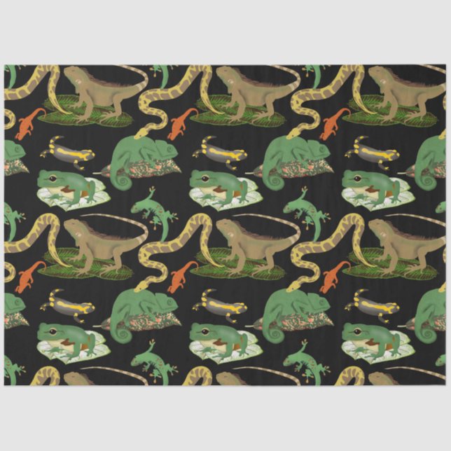 Papel De Seda Patrón de Reptiles, Lizards y Anfibios (Anverso)