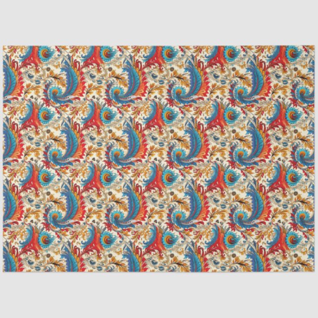 Papel De Seda Patrón de resumen de la flor dorada Paisley 4 (Anverso)