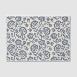 Papel De Seda Patrón de resumen floral ilustrado azul