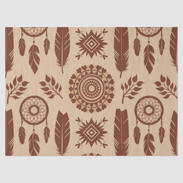 Papel De Seda Patrón de resumen tribal de Boho | Geométrica de l (Anverso)