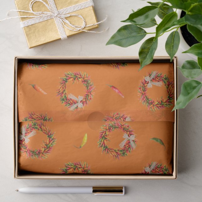 Papel De Seda Patrón de ristras y pimientos del suroeste de Chil (Regalo )