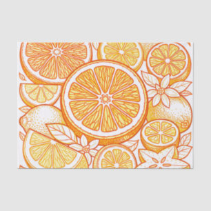 Papel De Seda Patrón de rodaja de naranja cítrica vibrante