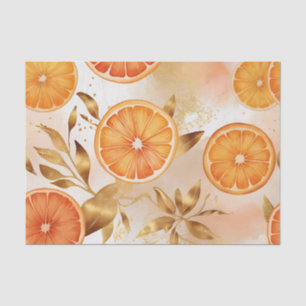 Papel De Seda Patrón de Rodaja de Naranja Dorada