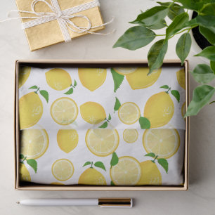 Papel De Seda Patrón de rodajas de limones y cítricos amarillos
