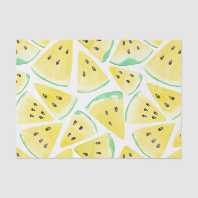 Papel De Seda Patrón de rodajas de sandía amarilla (Anverso)
