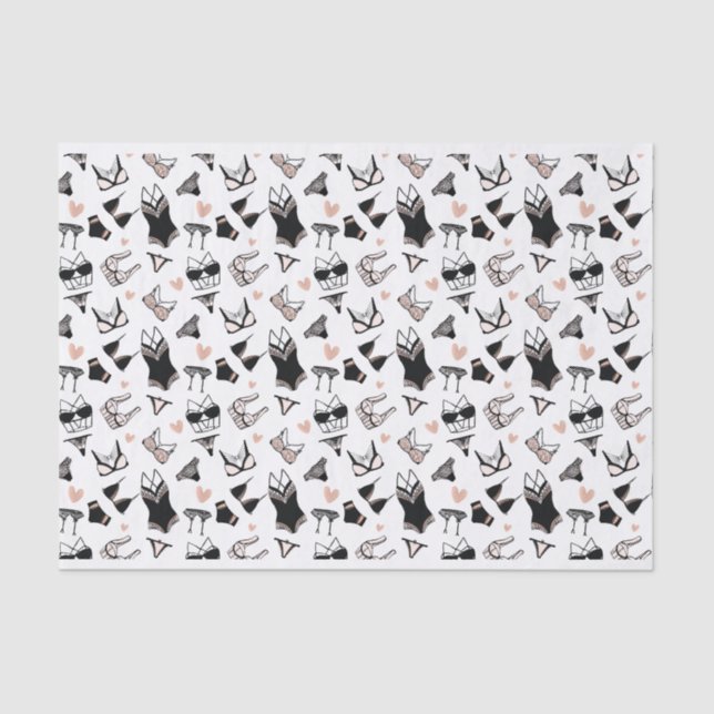 Papel De Seda Patrón de ropa interior para despedida de soltera  (Anverso)