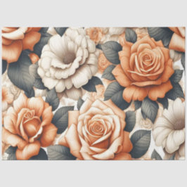 Papel De Seda Patrón de rosa blanco y Naranja sin foco