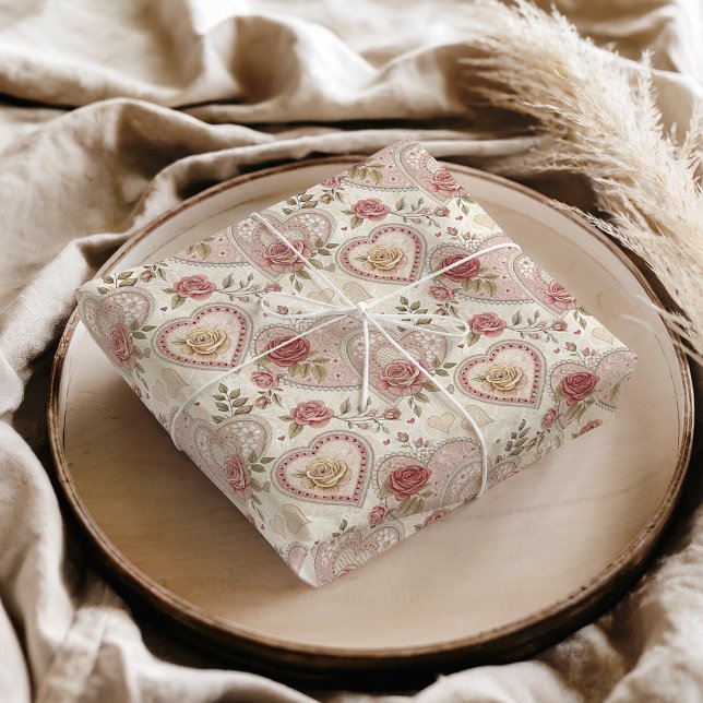 Papel De Seda Patrón de Rosa de Corazones Fruncidos Marrón Marfi (Subido por el creador)