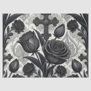 Papel De Seda Patrón de rosa gótica oscura (2)