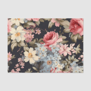 Papel De Seda Patrón de rosa rosa Shabby Chic en fondo oscuro
