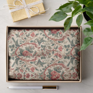 Papel De Seda Patrón de rosa y pájaro vintage Arte Nouveau román