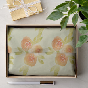 Papel De Seda Patrón de rosas albaricoque acuarela