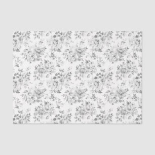 Papel De Seda Patrón de Rosas de invierno gris floral