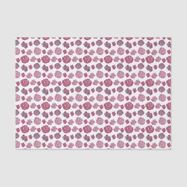 Papel De Seda Patrón de Rosas rosados y morados (Anverso)