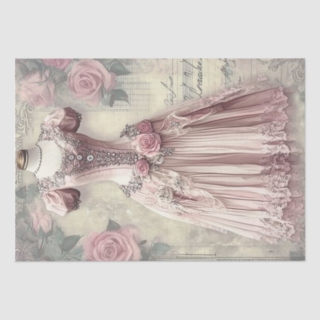 Papel De Seda Patrón de rosas y de mascado de éfera (Anverso)