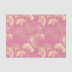 Papel De Seda Patrón de rubor de hoja de ginkgo dorado Art Nouve