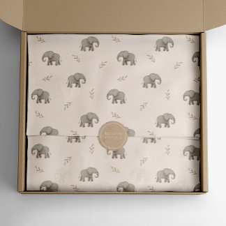 Papel De Seda Patrón de safari de elefantes de acuarela rosa rub