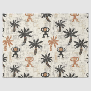 Papel De Seda Patrón de safari de la jungla de Boho Monkey