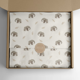 Papel De Seda Patrón de safari neutral de elefantes acuarela