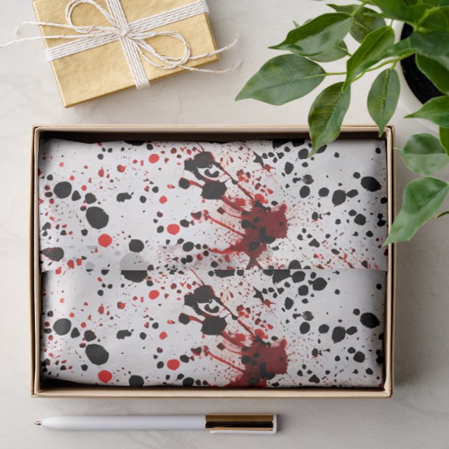 Papel De Seda Patrón de salpicaduras de sangre roja (Regalo )