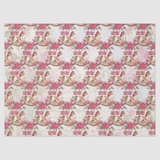 Papel De Seda Patrón de saludos navideños del caballo de roca vi (Anverso)