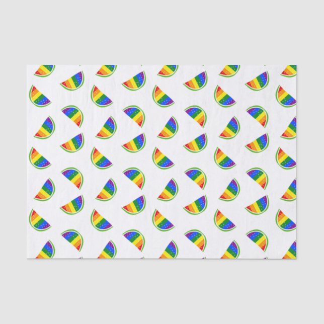 Papel De Seda Patrón de sandía arco iris (Anverso)