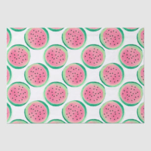 Papel De Seda Patrón de sandía en acuarela rosa y verde