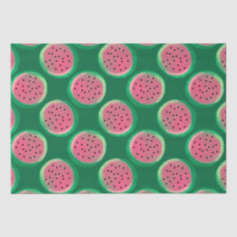 Papel De Seda Patrón de sandía en acuarela rosa y verde