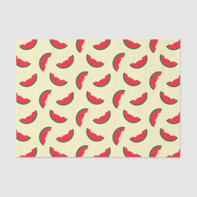 Papel De Seda Patrón de sandía roja divertida de verano (Anverso)