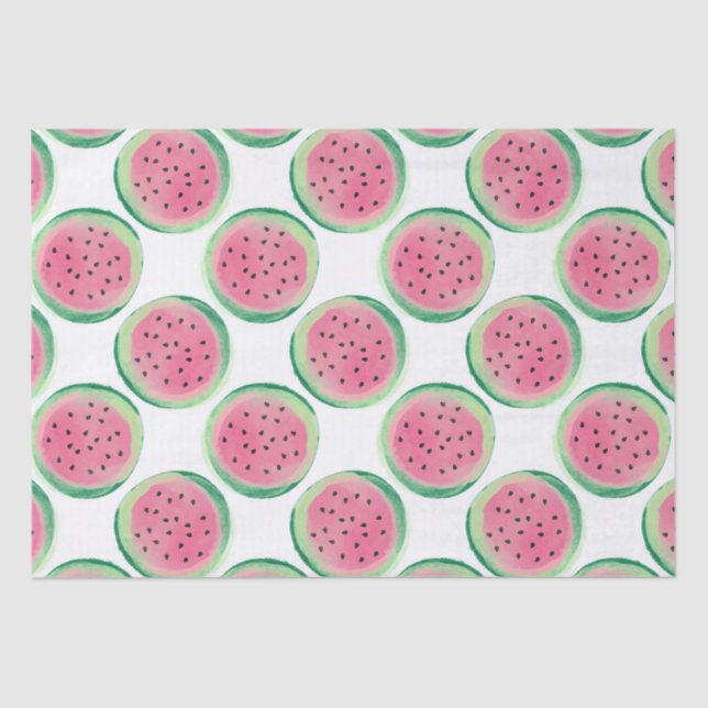 Papel De Seda Patrón de sandía rosa y verde (Anverso)