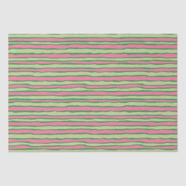 Papel De Seda Patrón de sandía rosa y verde (Anverso)