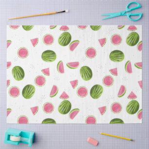 Papel De Seda Patrón de sandía rosa y verde de verano
