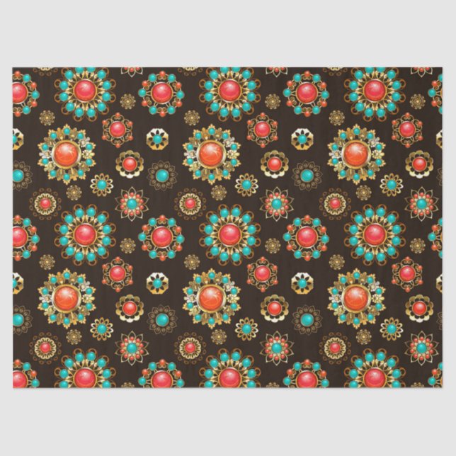 Papel De Seda Patrón de Seamless Brooches Étnicos (Anverso)