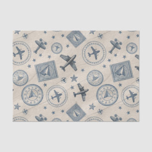 Papel De Seda Patrón de sello de pasaporte de aviación vintage (