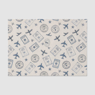 Papel De Seda Patrón de sello de pasaporte de aviación vintage (